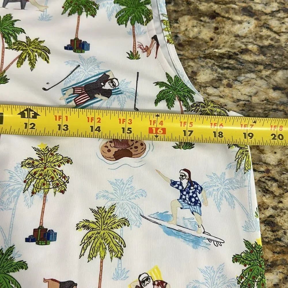 Kenny Flowers White Tropical Print Collared Sleeveless Top Size L - Picture 7 of 8